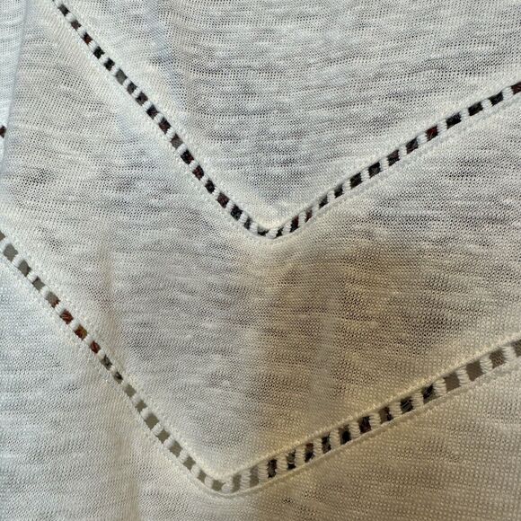 Sundance Medium Top LINEN Sleeveless Embroidered Floral Boho Idlewood Off White - Picture 7 of 9